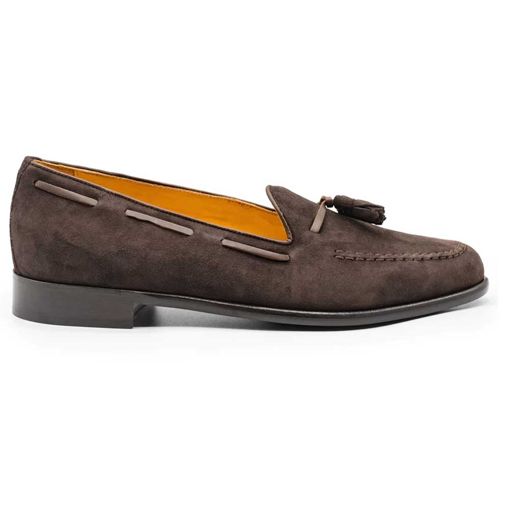 Franco Sueded Italian Calfskin Tassel Loafer in Nicotine by Zelli Italia