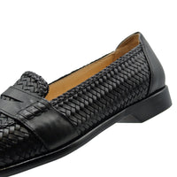 Nicola Woven Italian Calfskin Penny Loafer in Black by Zelli Italia