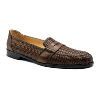 Nicola Woven Italian Calfskin Penny Loafer in Cognac by Zelli Italia