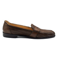 Nicola Woven Italian Calfskin Penny Loafer in Cognac by Zelli Italia