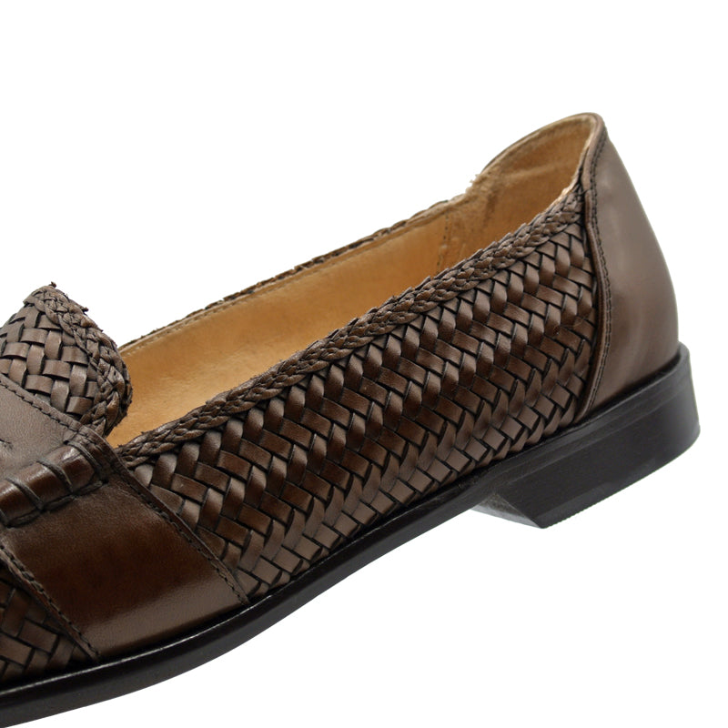 Nicola Woven Italian Calfskin Penny Loafer in Cognac by Zelli Italia