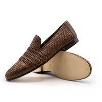 Tess Handwoven Italian Calfskin Loafer in Brown by Zelli Italia