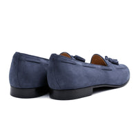 Naples Italian Kid Suede Tassel Loafer in Blue Water by Zelli Italia