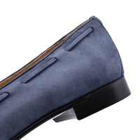 Naples Italian Kid Suede Tassel Loafer in Blue Water by Zelli Italia