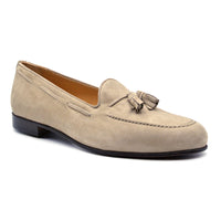 Naples Italian Kid Suede Tassel Loafer in Bone by Zelli Italia