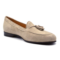 Naples Italian Kid Suede Tassel Loafer in Bone by Zelli Italia