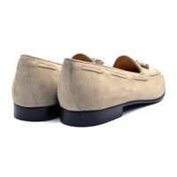 Naples Italian Kid Suede Tassel Loafer in Bone by Zelli Italia