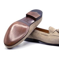 Naples Italian Kid Suede Tassel Loafer in Bone by Zelli Italia