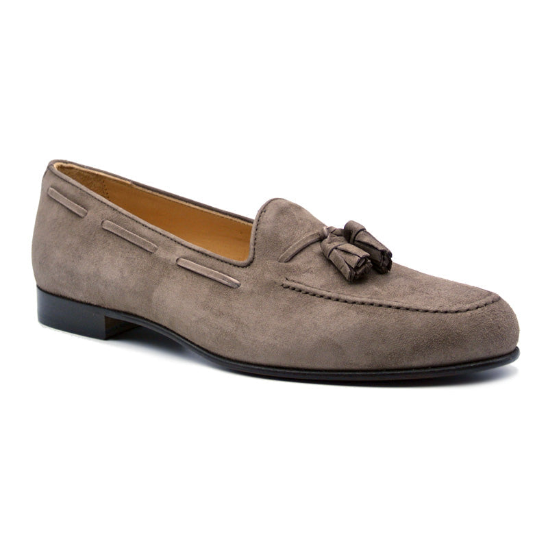 Naples Italian Kid Suede Tassel Loafer in Mocha by Zelli Italia