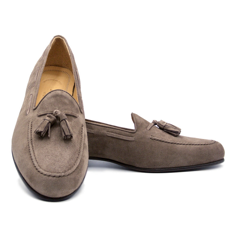 Naples Italian Kid Suede Tassel Loafer in Mocha by Zelli Italia