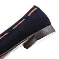 Naples Italian Kid Suede with Crocodile Embossed Tassel Loafer in Navy by Zelli Italia