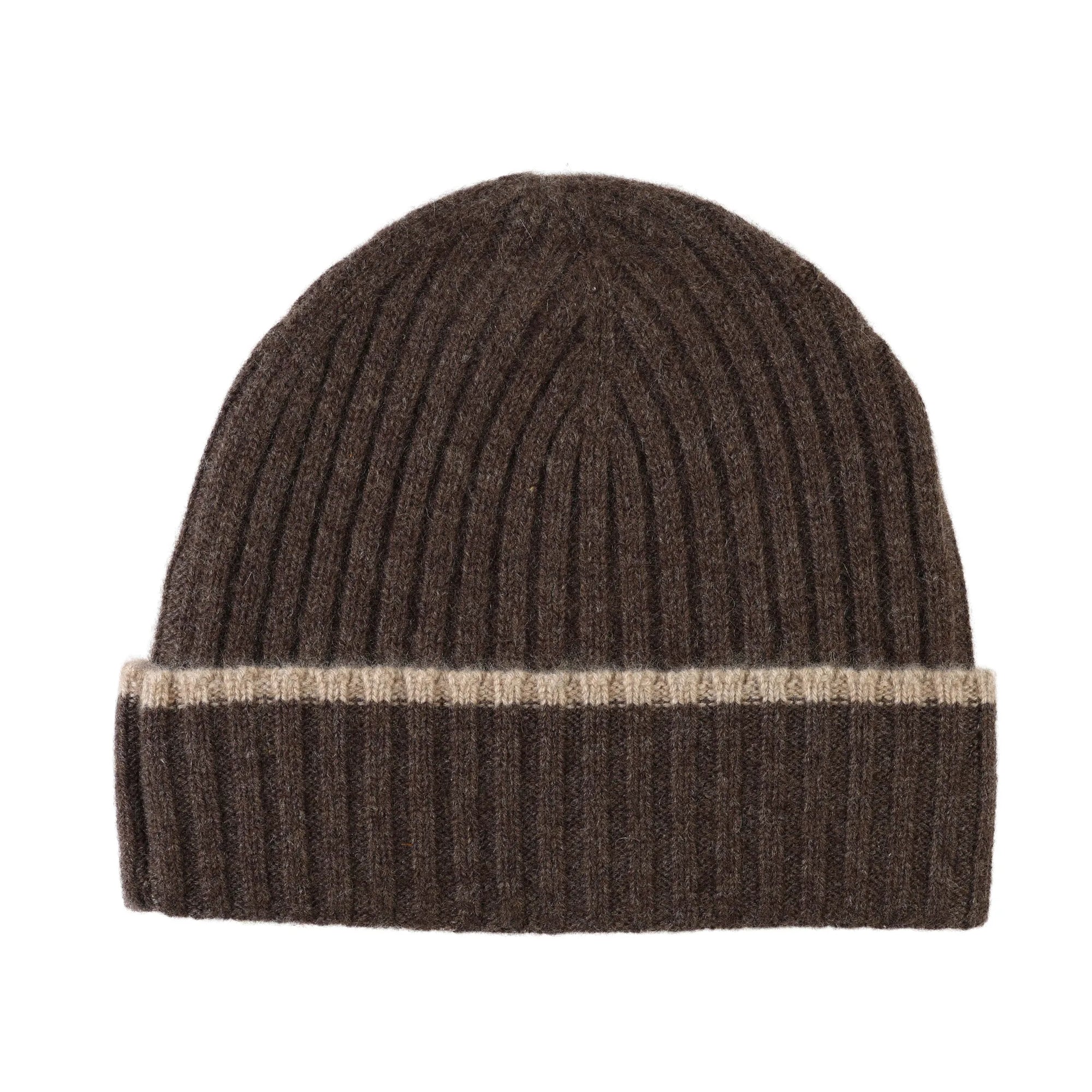 Pure Cashmere Rib Knit Beanie with Contrast Edge (Choice of Colors) by Wigens