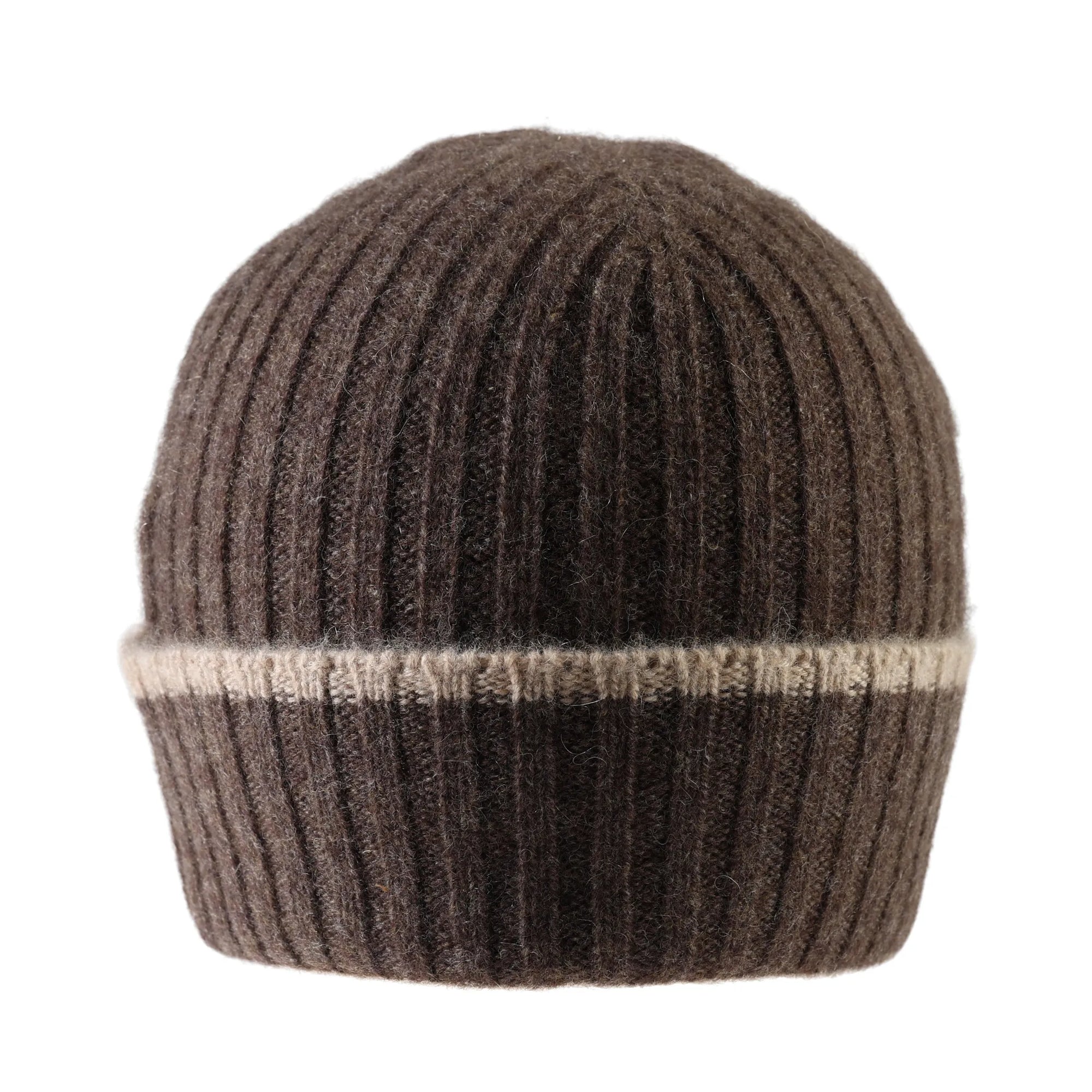 Pure Cashmere Rib Knit Beanie with Contrast Edge (Choice of Colors) by Wigens