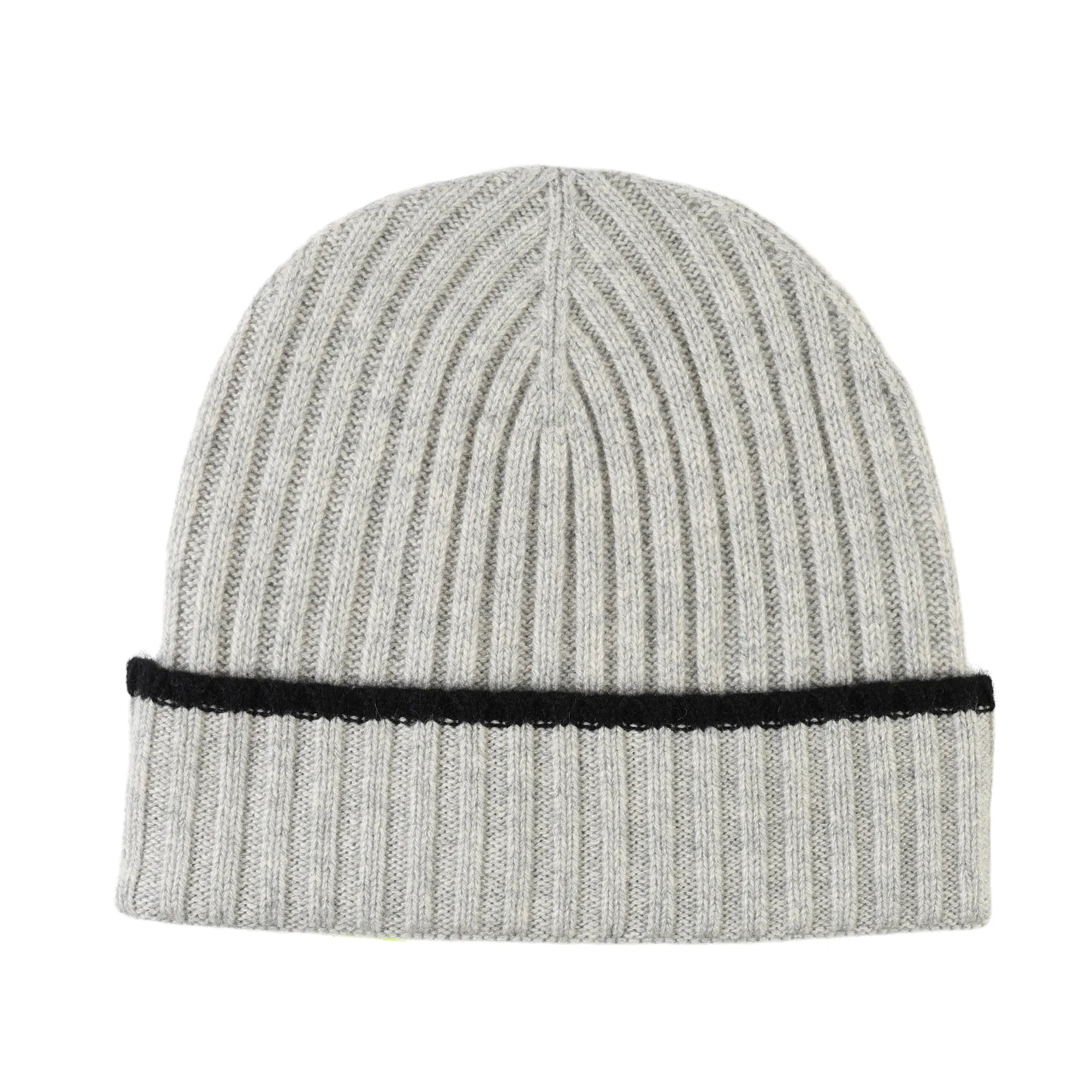 Pure Cashmere Rib Knit Beanie with Contrast Edge (Choice of Colors) by Wigens