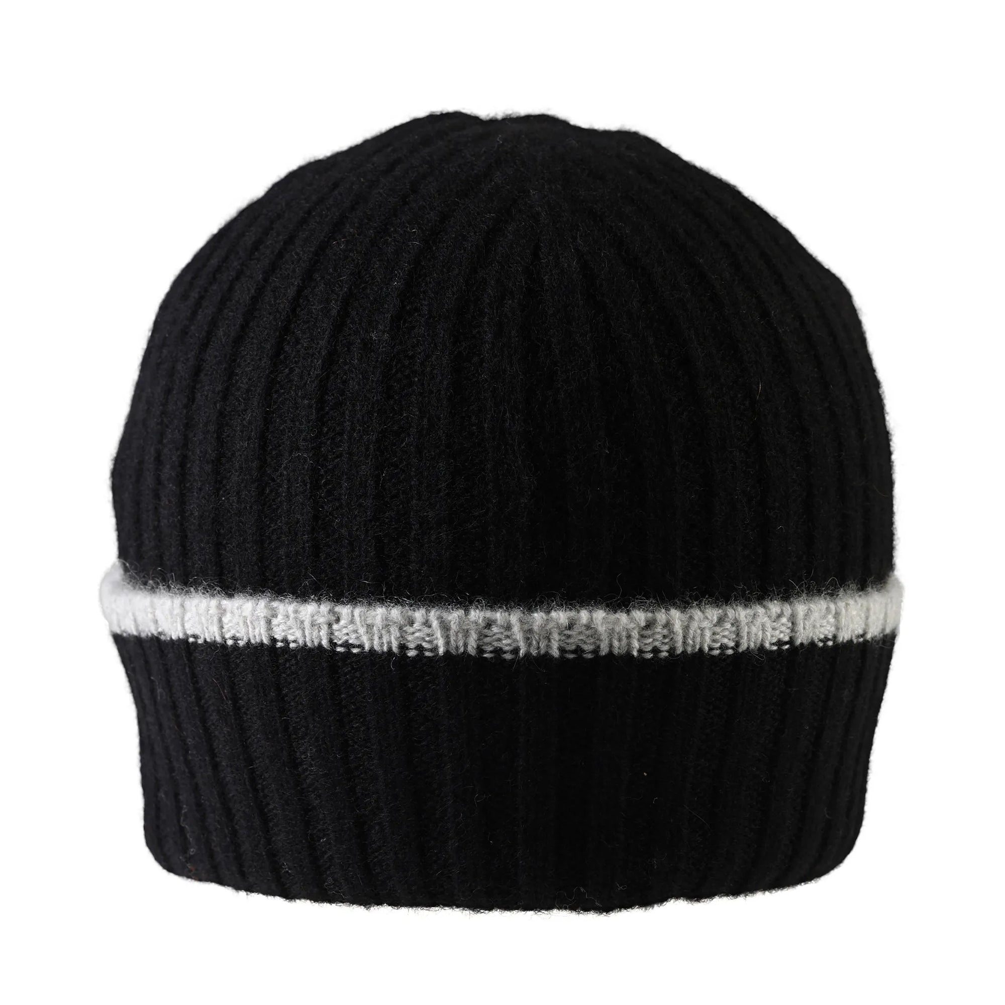 Pure Cashmere Rib Knit Beanie with Contrast Edge (Choice of Colors) by Wigens