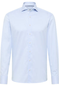 'Soft Luxury Shirt' In Sky Striped - Slim Fit - Two Ply Cotton Twill Everyday Shirt with Cutaway Collar by Eterna 1863