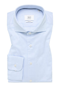 'Soft Luxury Shirt' In Sky Striped - Slim Fit - Two Ply Cotton Twill Everyday Shirt with Cutaway Collar by Eterna 1863