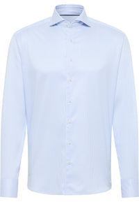 'Soft Luxury Shirt' In Sky Striped - Modern Fit - Two Ply Cotton Twill Everyday Shirt with Cutaway Collar by Eterna 1863