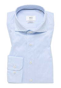 'Soft Luxury Shirt' In Sky Striped - Modern Fit - Two Ply Cotton Twill Everyday Shirt with Cutaway Collar by Eterna 1863