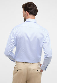 'Soft Luxury Shirt' In Sky Striped - Modern Fit - Two Ply Cotton Twill Everyday Shirt with Cutaway Collar by Eterna 1863