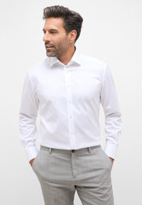 'Luxury Shirt' in White - Comfort Fit - Two Ply Cotton Twill Dress Shirt with Kent Collar by Eterna 1863