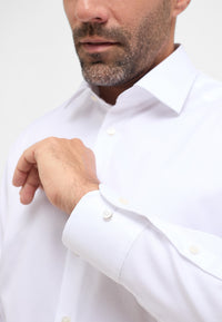'Luxury Shirt' in White - Comfort Fit - Two Ply Cotton Twill Dress Shirt with Kent Collar by Eterna 1863