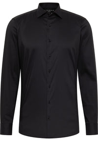 'Performance Shirt' in Black - Slim Fit Dress Shirt with Kent Collar by Eterna 1863