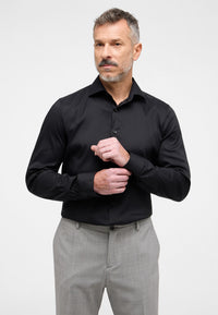 'Performance Shirt' in Black - Slim Fit Dress Shirt with Kent Collar by Eterna 1863