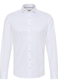 'Soft Luxury Shirt' In White - Slim Fit - Two Ply Cotton Twill Everyday Shirt with Cutaway Collar by Eterna 1863