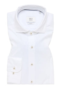 'Soft Luxury Shirt' In White - Slim Fit - Two Ply Cotton Twill Everyday Shirt with Cutaway Collar by Eterna 1863