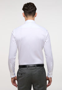 'Soft Luxury Shirt' In White - Slim Fit - Two Ply Cotton Twill Everyday Shirt with Cutaway Collar by Eterna 1863