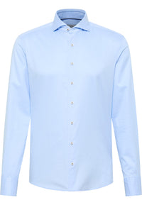'Soft Luxury Shirt' In Light Blue - Slim Fit - Two Ply Cotton Twill Everyday Shirt with Cutaway Collar by Eterna 1863