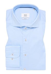 'Soft Luxury Shirt' In Light Blue - Slim Fit - Two Ply Cotton Twill Everyday Shirt with Cutaway Collar by Eterna 1863