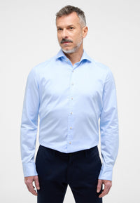 'Soft Luxury Shirt' In Light Blue - Slim Fit - Two Ply Cotton Twill Everyday Shirt with Cutaway Collar by Eterna 1863