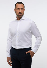 'Soft Luxury Shirt' In White - Modern Fit - Two Ply Cotton Twill Everyday Shirt with Cutaway Collar by Eterna 1863
