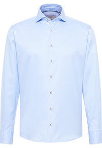 'Soft Luxury Shirt' In Light Blue - Modern Fit - Two Ply Cotton Twill Everyday Shirt with Cutaway Collar by Eterna 1863
