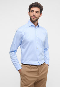'Soft Luxury Shirt' In Light Blue - Modern Fit - Two Ply Cotton Twill Everyday Shirt with Cutaway Collar by Eterna 1863