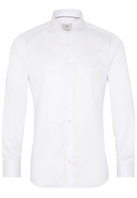 Slim Fit Luxury Shirt Two Ply Cotton Twill Dress Shirt with Cutaway Collar in White by Eterna 1863