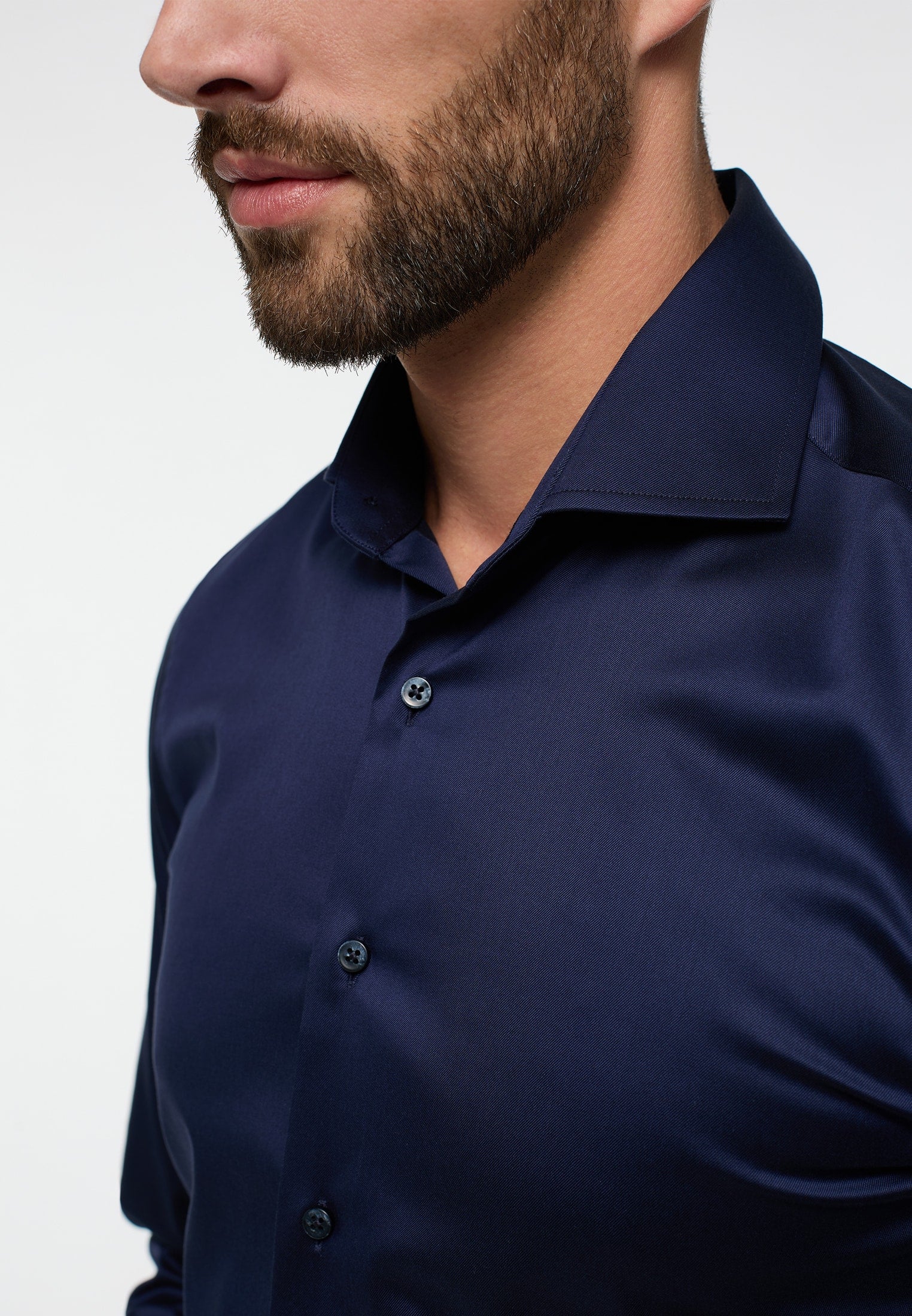 Luxury Shirt' In Navy Blue - Slim Fit - Two Ply Cotton Twill Dress Sh Luxury Shirt' In Navy Blue - Slim Fit - Two Ply Cotton Twill Dress Sh
