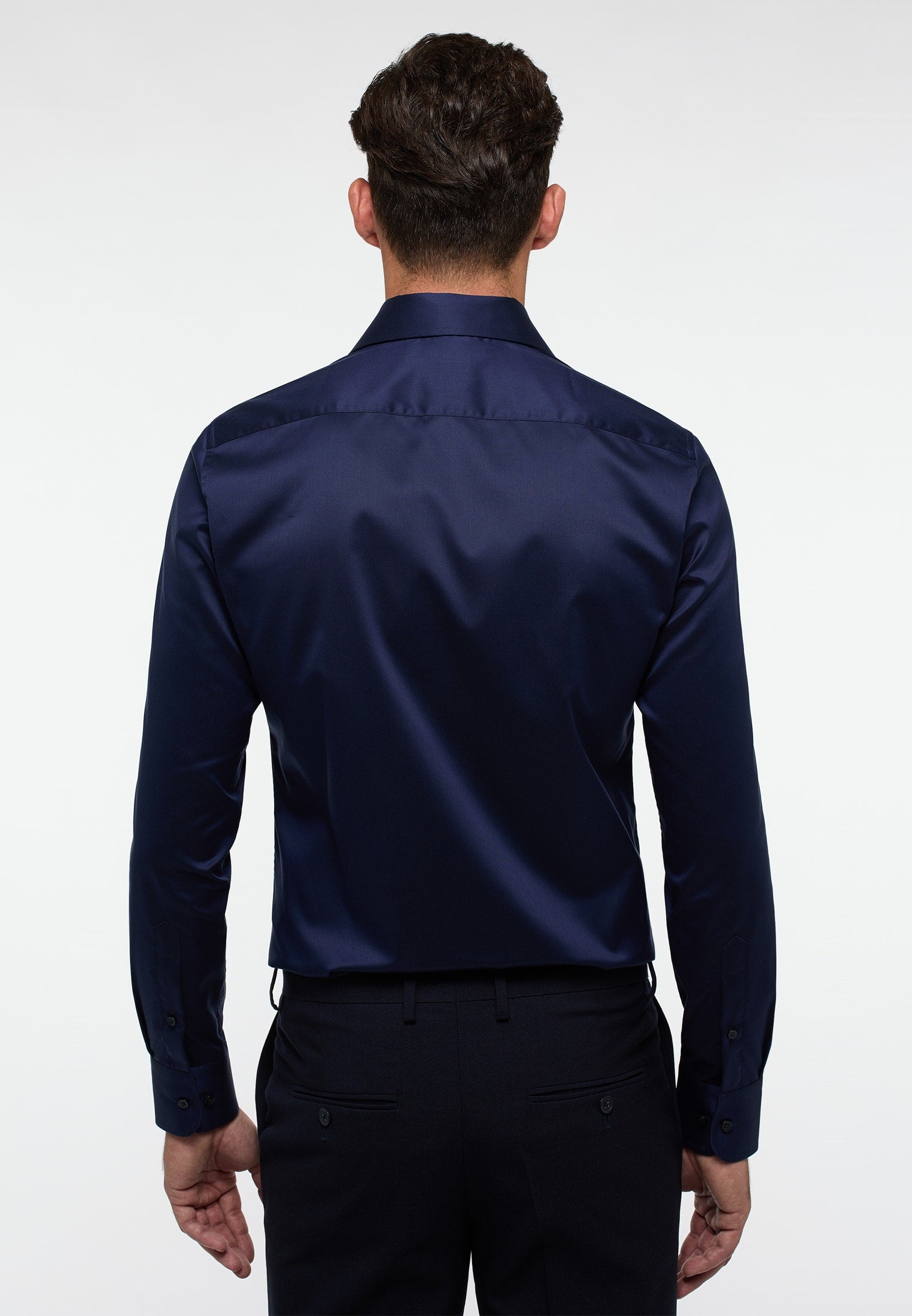 Luxury Shirt' In Navy Blue - Slim Fit - Two Ply Cotton Twill Dress Sh Luxury Shirt' In Navy Blue - Slim Fit - Two Ply Cotton Twill Dress Sh