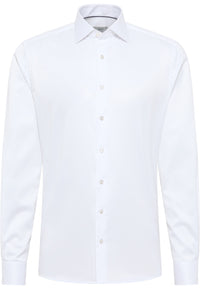 'Luxury Shirt' in White - Modern Fit - Two Ply Cotton Twill Dress Shirt with Kent Collar by Eterna 1863