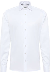 'Luxury Shirt' in White - Modern Fit - Two Ply Cotton Twill Dress Shirt with Kent Collar by Eterna 1863