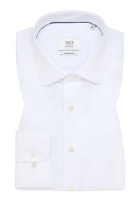 'Luxury Shirt' in White - Modern Fit - Two Ply Cotton Twill Dress Shirt with Kent Collar by Eterna 1863