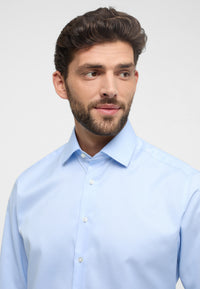 'Luxury Shirt' in Sky Blue - Modern Fit - Two Ply Cotton Twill Dress Shirt with Kent Collar by Eterna 1863