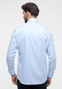 'Luxury Shirt' in Sky Blue - Modern Fit - Two Ply Cotton Twill Dress Shirt with Kent Collar by Eterna 1863