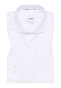 'Cover Shirt' In White - Slim Fit - Opaque Half Ply Cotton Twill Shirt with Cutaway Collar by Eterna 1863