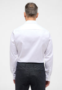 'Cover Shirt' In White - Slim Fit - Opaque Half Ply Cotton Twill Shirt with Cutaway Collar by Eterna 1863