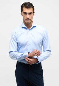 'Cover Shirt' In Sky Blue - Slim Fit - Opaque Half Ply Cotton Twill Shirt with Cutaway Collar by Eterna 1863
