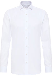 'Cover Shirt' in White with French Cuff - Slim Fit - Opaque Half Ply Cotton Twill Shirt with Cutaway Collar by Eterna 1863