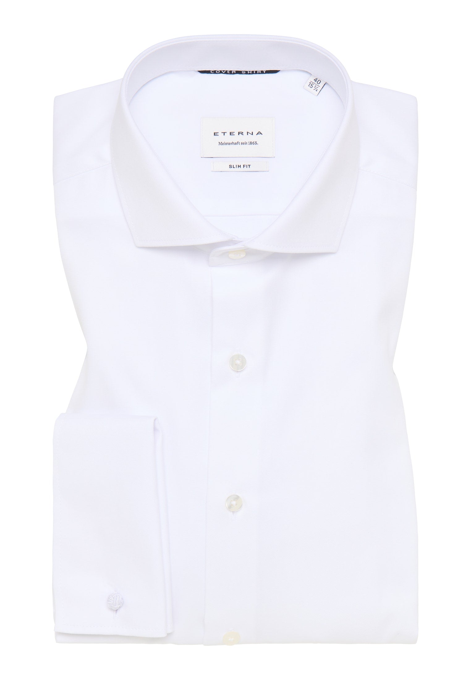 cutaway collar dress shirts Cover Shirt' in White with French Cuff - Slim Fit